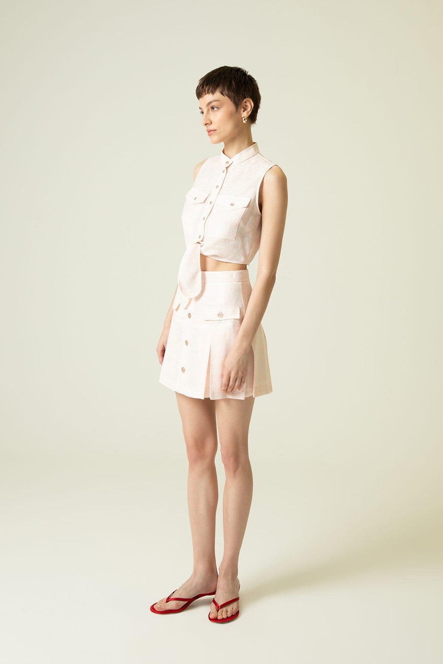 RUE Les Createurs Pink Short Skirt with Button Detail - Porterist 2