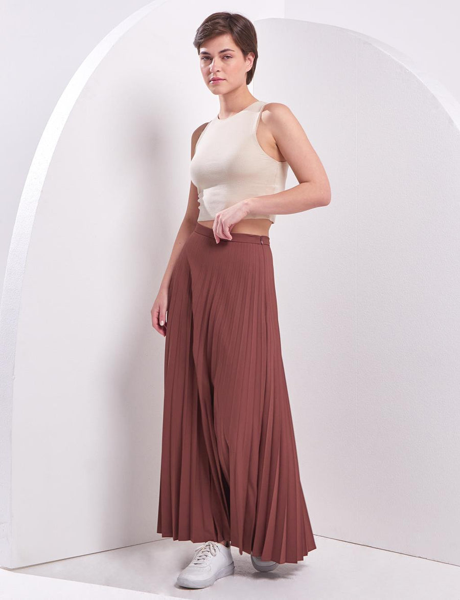 Basic Pleated Skirt Brown Ka Sz Fınal Item - Porterist 4