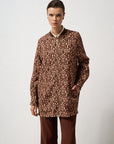 Abstract Pattern College Collar Jacket Mushroom