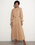 Skin Color Scalloped Maxi Dress