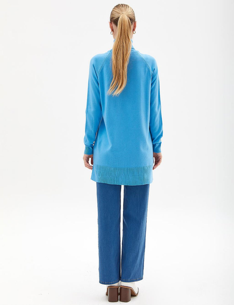 Turtleneck Knitwear Tunic Sky Blue