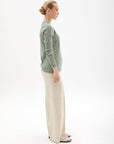 Crewneck Ribbed Knitwear Blouse Moss Green