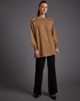 Knitwear Tunic with Chain Detail on the Shoulder Milk Brown