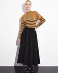 Turtleneck Striped Knitwear Blouse Beige Black