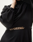 Belt Detailed Stylish Dress Black Fınal Item - Porterist 1