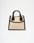 Leather Mix Tote Bag Beige-Black