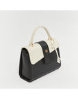 Auda Black & Beige Satchels %100 Genuine Leather