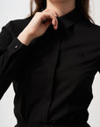 Shirt Collar Poplin Tunic Black