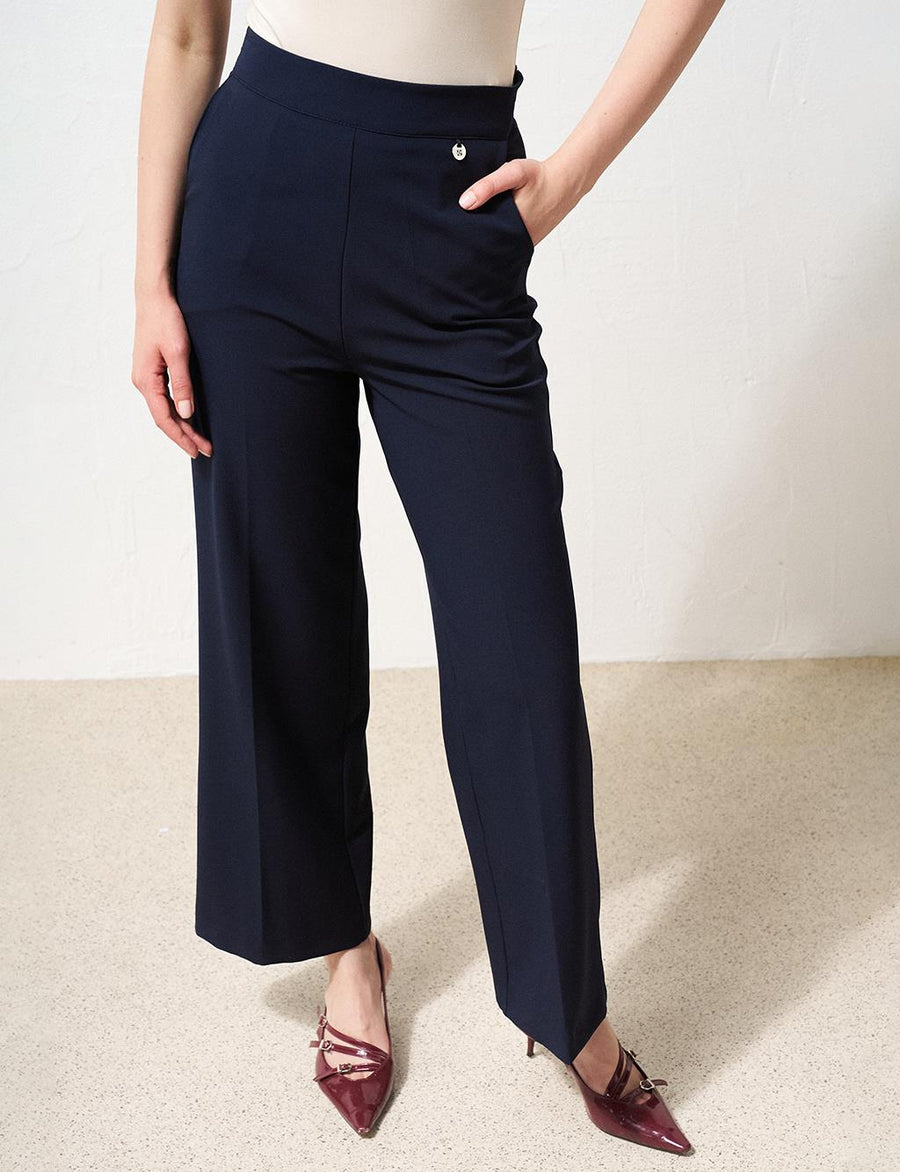 Wide Leg Trousers Navy Blue