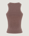 Aged Look Ribbed Swim Collar Tank - Brown