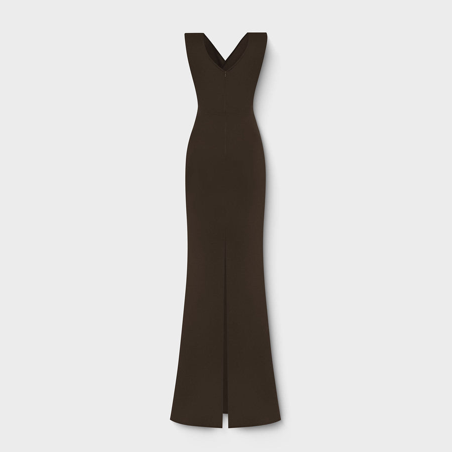 Brown Xena Cut - out Long Evening Dress | Porterist