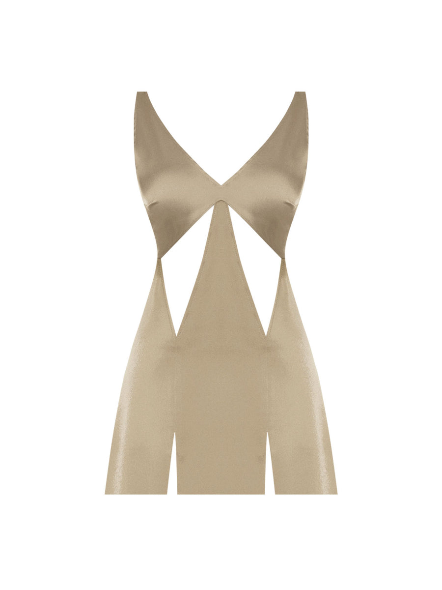 Eva Mini Evening Dress With Cut Out Detail And Double Slit