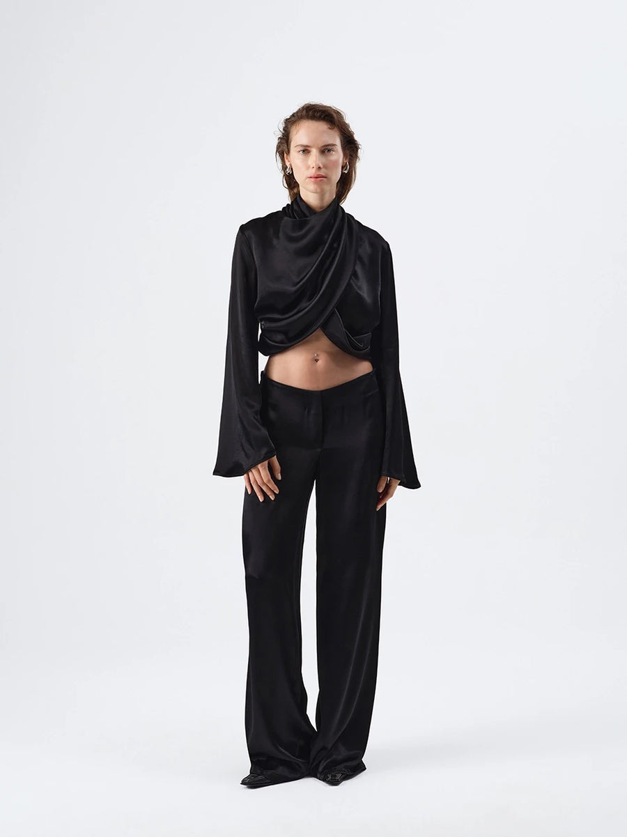 Eva Black Satin Pant