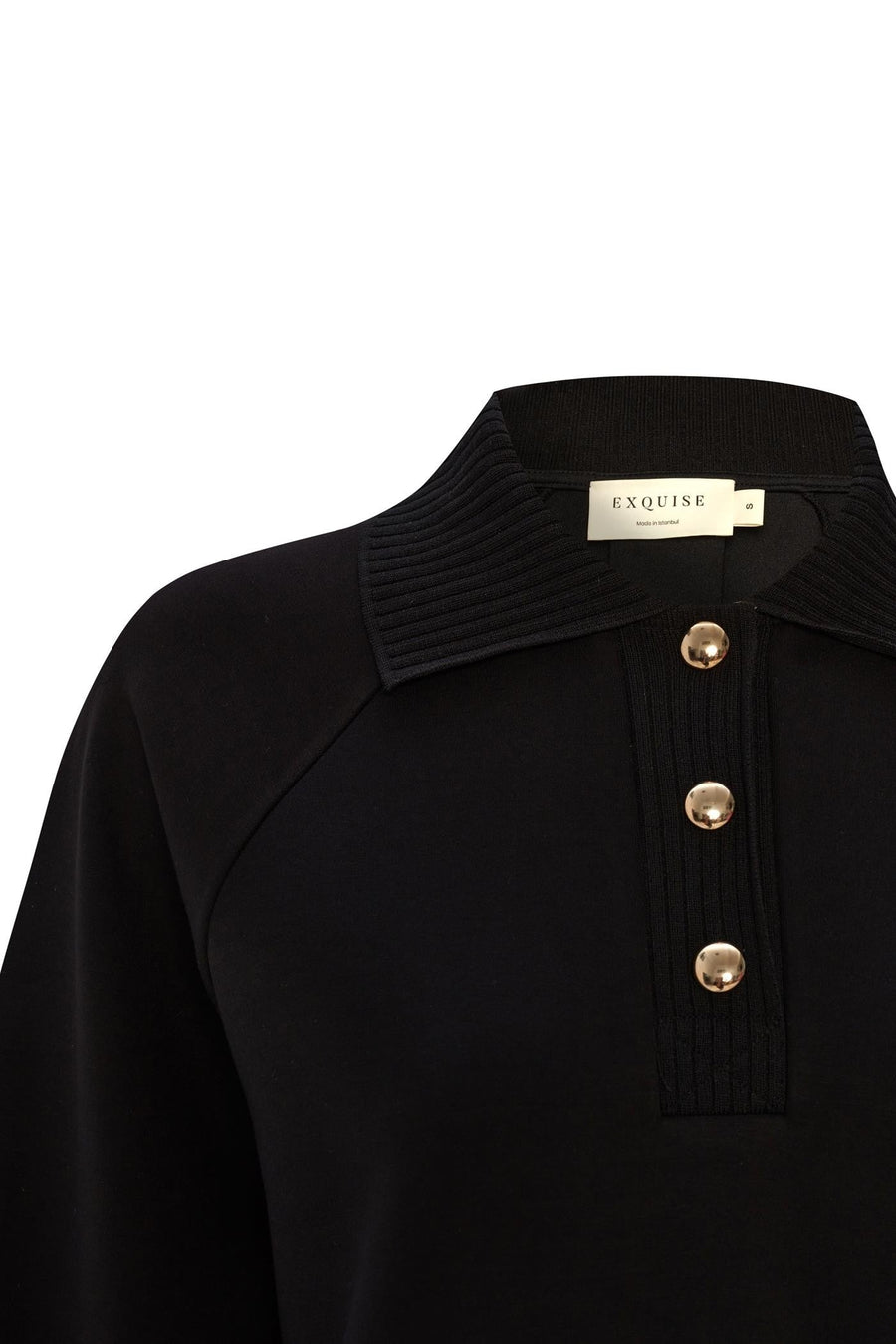 Exquise Black Polo Neck Knit Sweatshirt  - Porterist 3