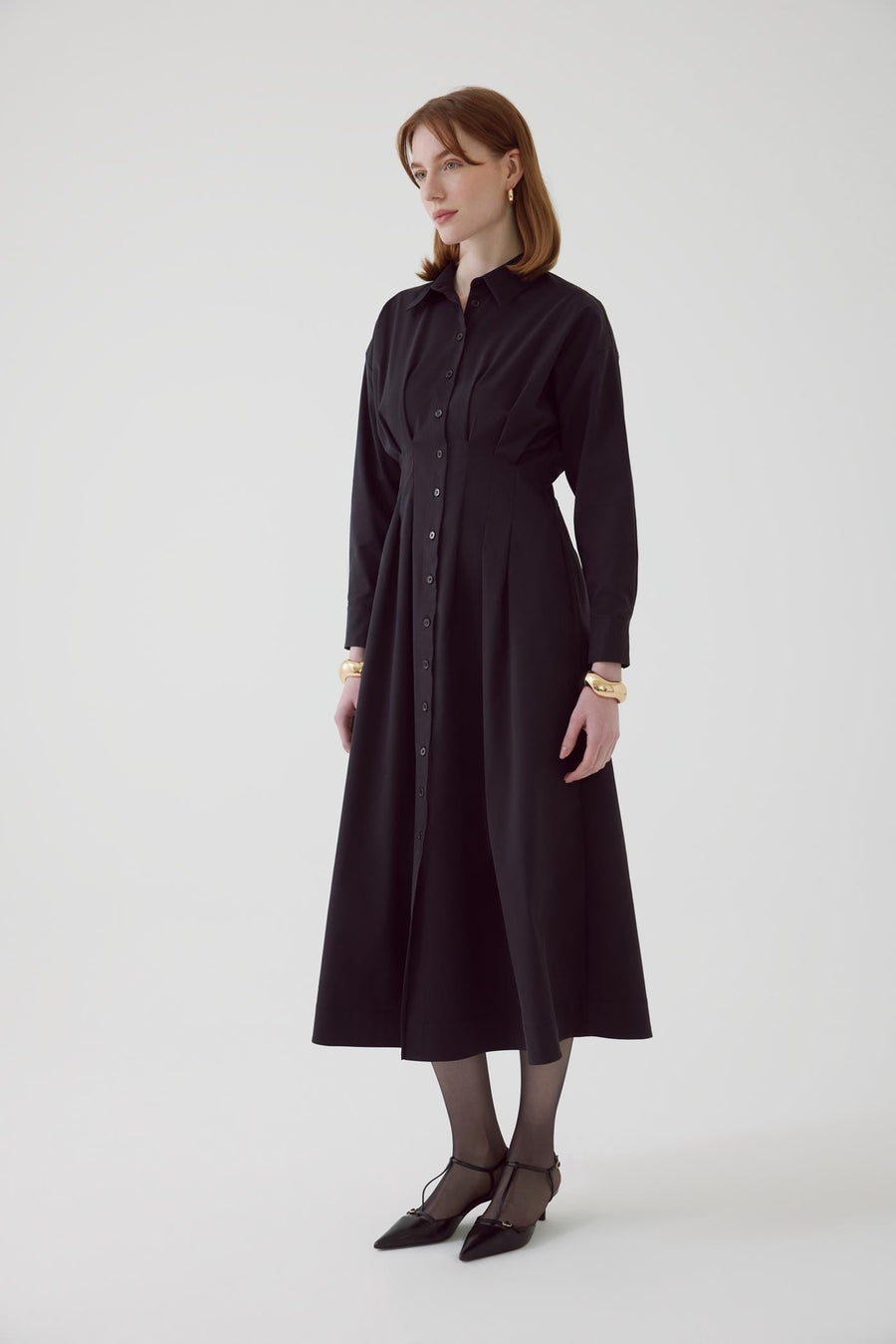 Exquise  Black Shirt Dress with Fitted Waist - Porterist 3