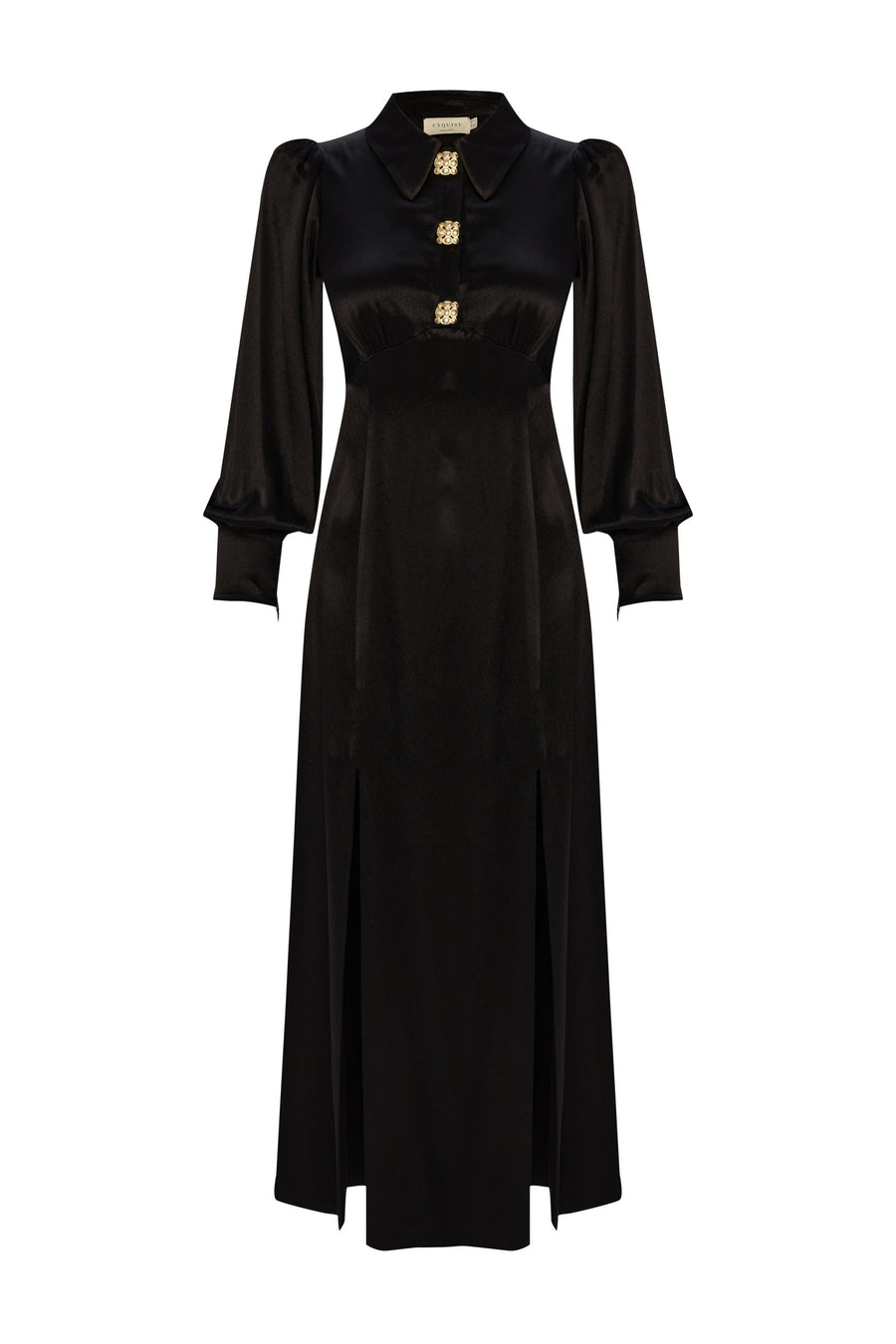 Exquise Black Slit Long Dress  - Porterist 1