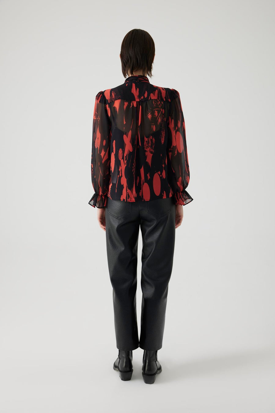 Exquise  Chiffon Patterned Shirt with Binding Detail - Porterist 2
