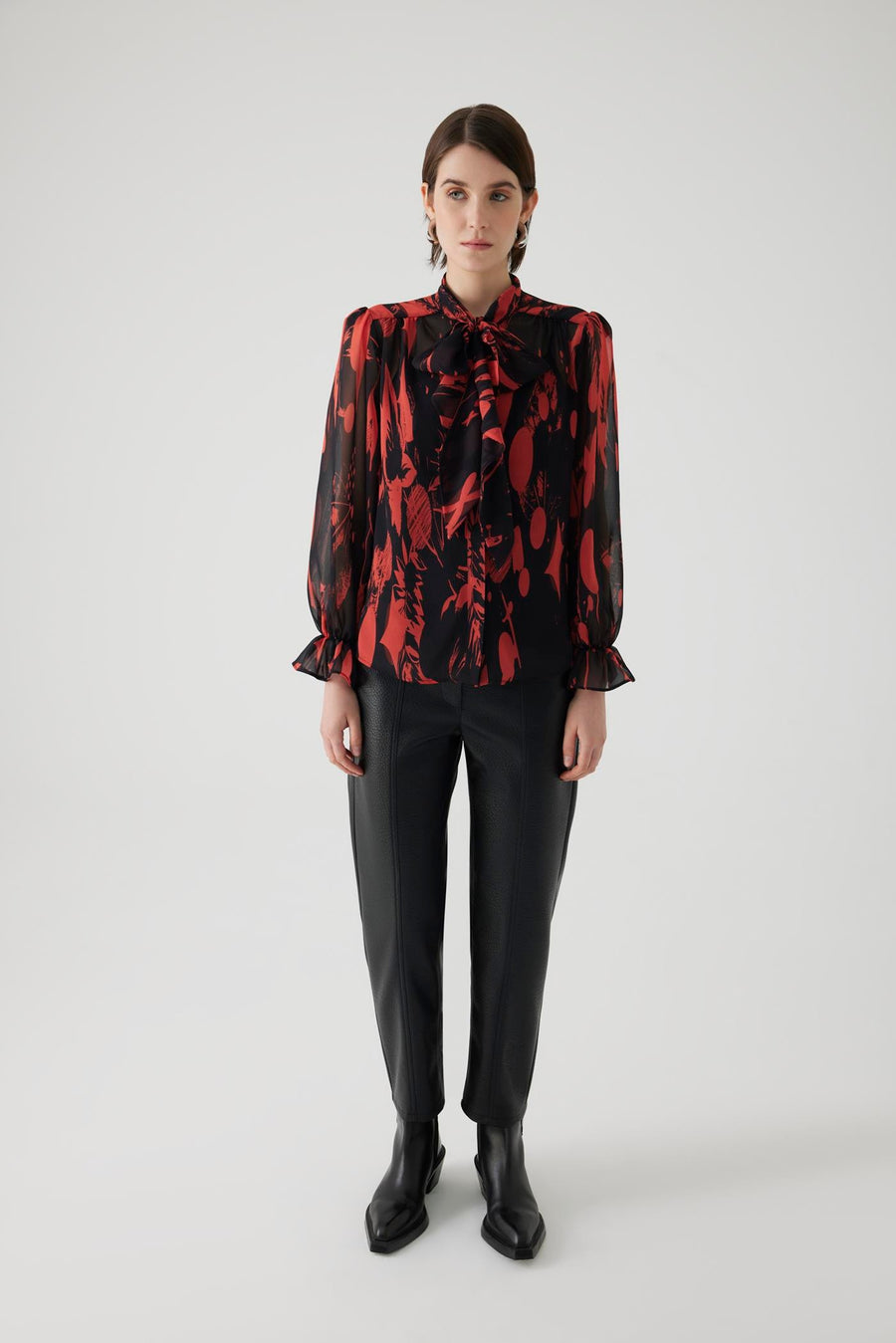 Exquise  Chiffon Patterned Shirt with Binding Detail - Porterist 3