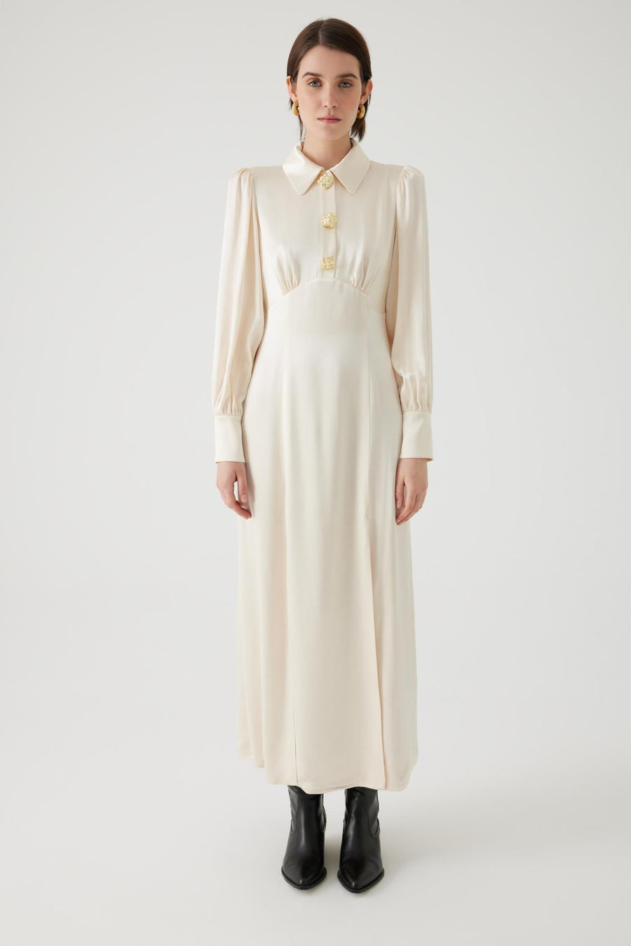 Exquise  Long Regular Bone Dress with Slits - Porterist 2