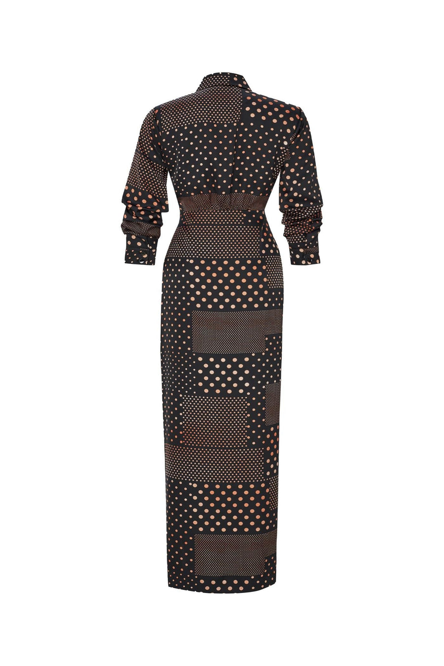 Exquise  Long Sleeve Polka Dot Maxi Shirt Dress - Porterist 7