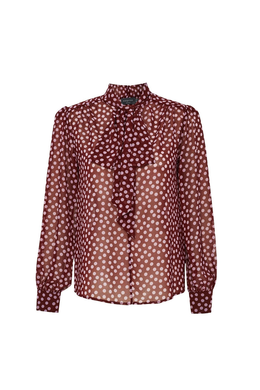 Exquise  Polka Dot Chiffon Shawl Collar Regular Blouse - Porterist 4