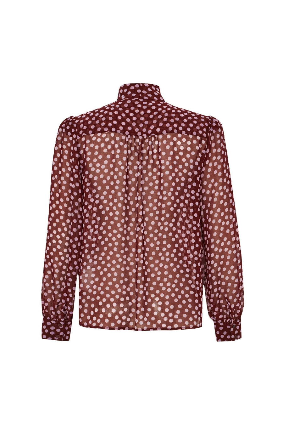 Exquise  Polka Dot Chiffon Shawl Collar Regular Blouse - Porterist 5