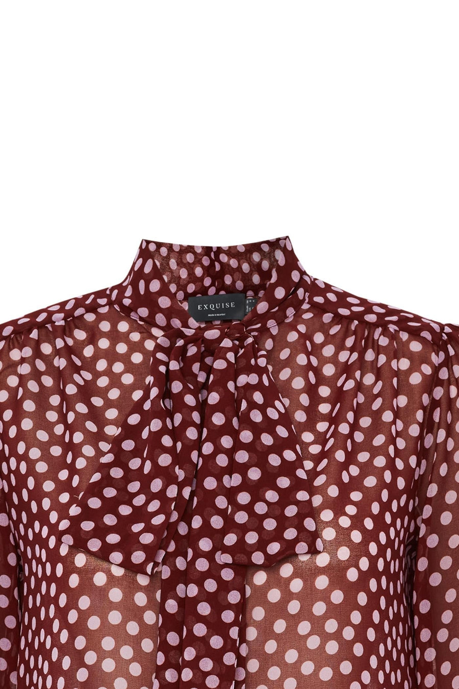 Exquise  Polka Dot Chiffon Shawl Collar Regular Blouse - Porterist 6