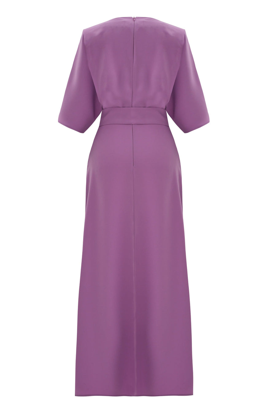 Purple V - neck Dress With Waist Tie | Porterist