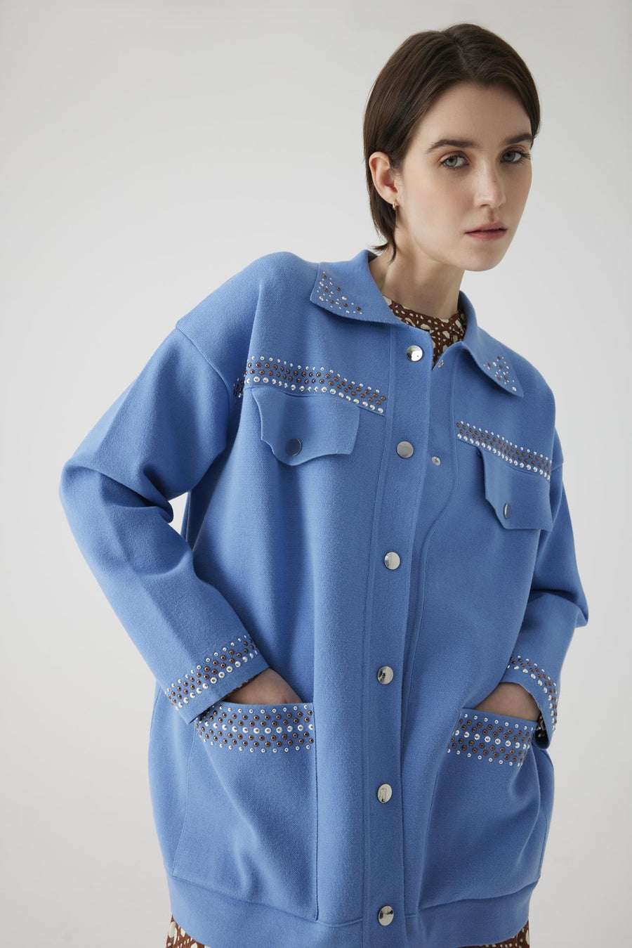 Exquise  Regular Cardigan with Stones Pocket and Collar Detail - Porterist 2