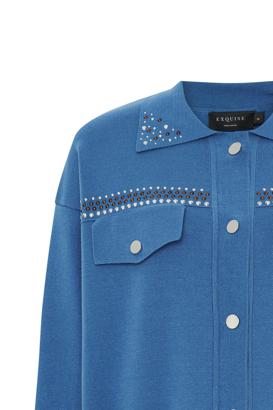 Exquise  Regular Cardigan with Stones Pocket and Collar Detail - Porterist 7