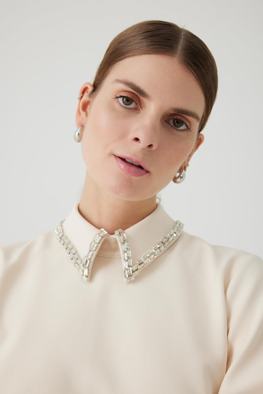 Exquise  Regular Bone Jumpsuit with Stone Collar - Porterist 4