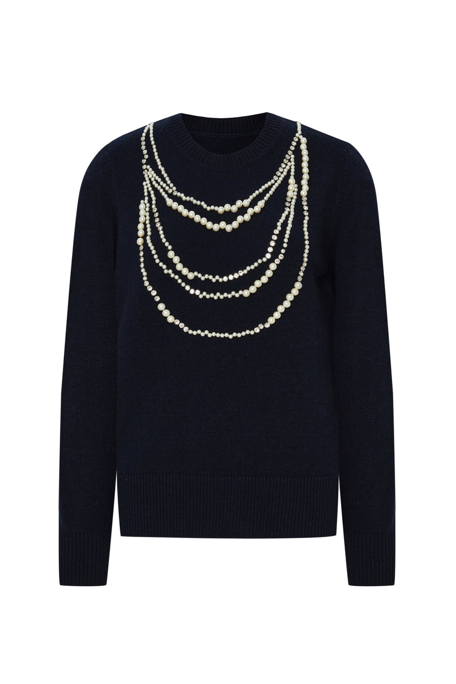 Exquise  Regular Navy Knitted Blouse with Bead Accessories - Porterist 5
