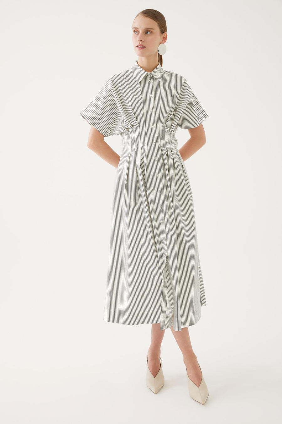 Striped Midi Shirt Dress | Porterist