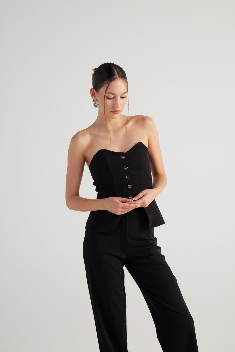 Nia Strapless Blouse Black