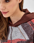 Sequined Abstract Pattern Sweatshirt Brown