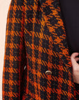 Plaid Tweed Blazer Jacket Black-Orange