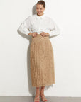 Pleated Lace Skirt Sand Beige