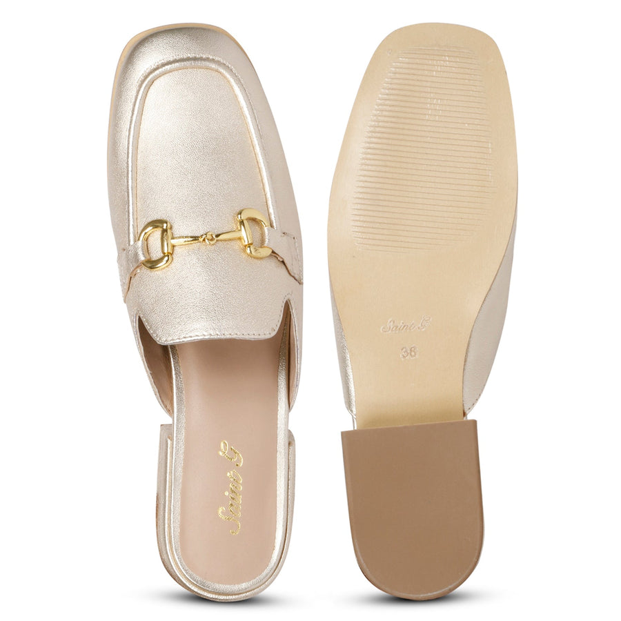Savannah Metallic Flat Mules Gold 