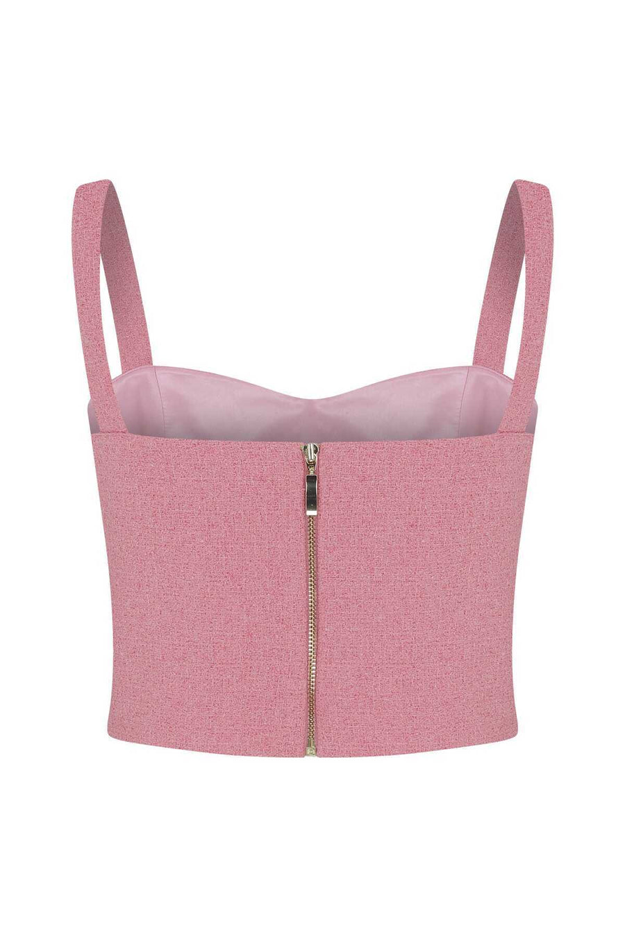 Strappy Blouse with Zipper Detail Pink