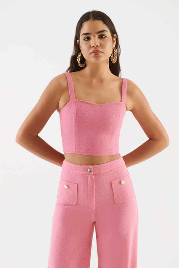 Strappy Blouse with Zipper Detail Pink