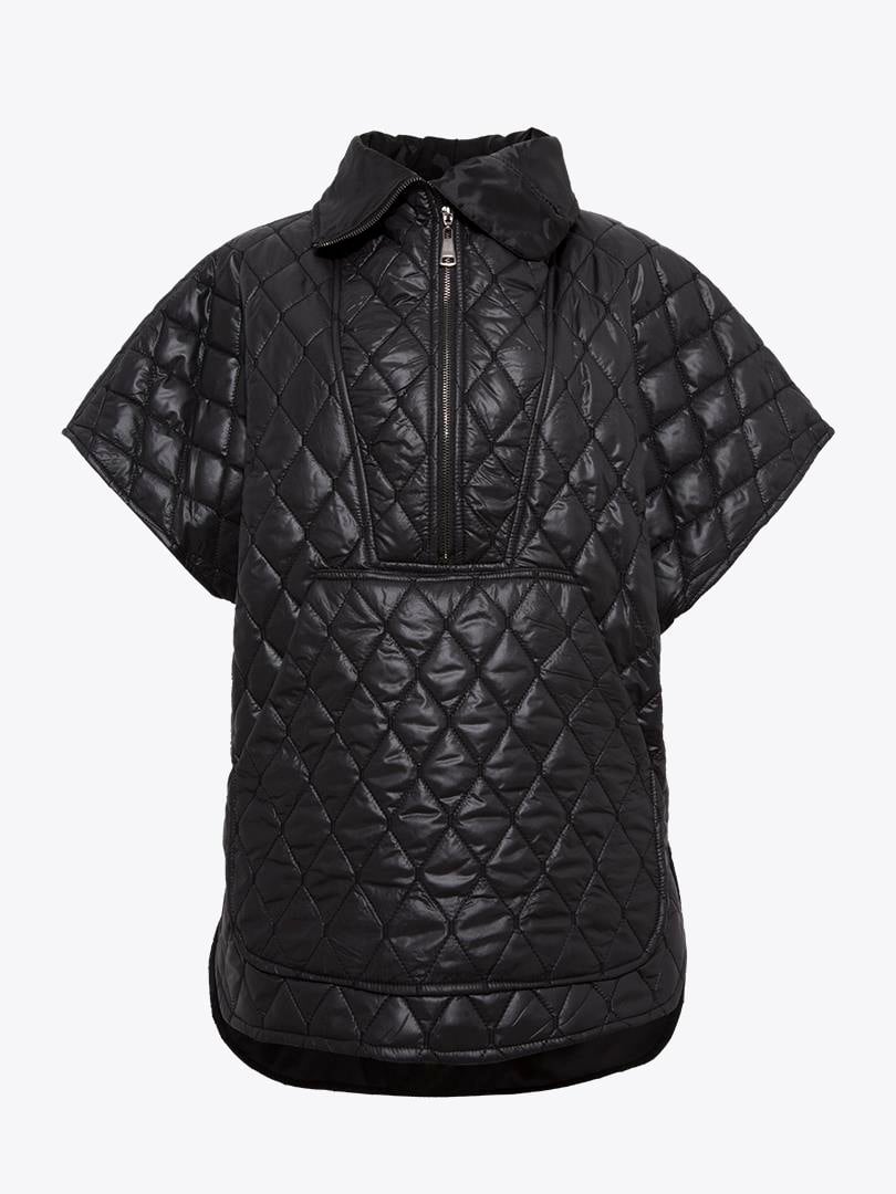 Zipper Quilted Vest - Black