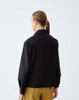 Women's Shirt with Zipper and Pockets Black  - Porterist 2