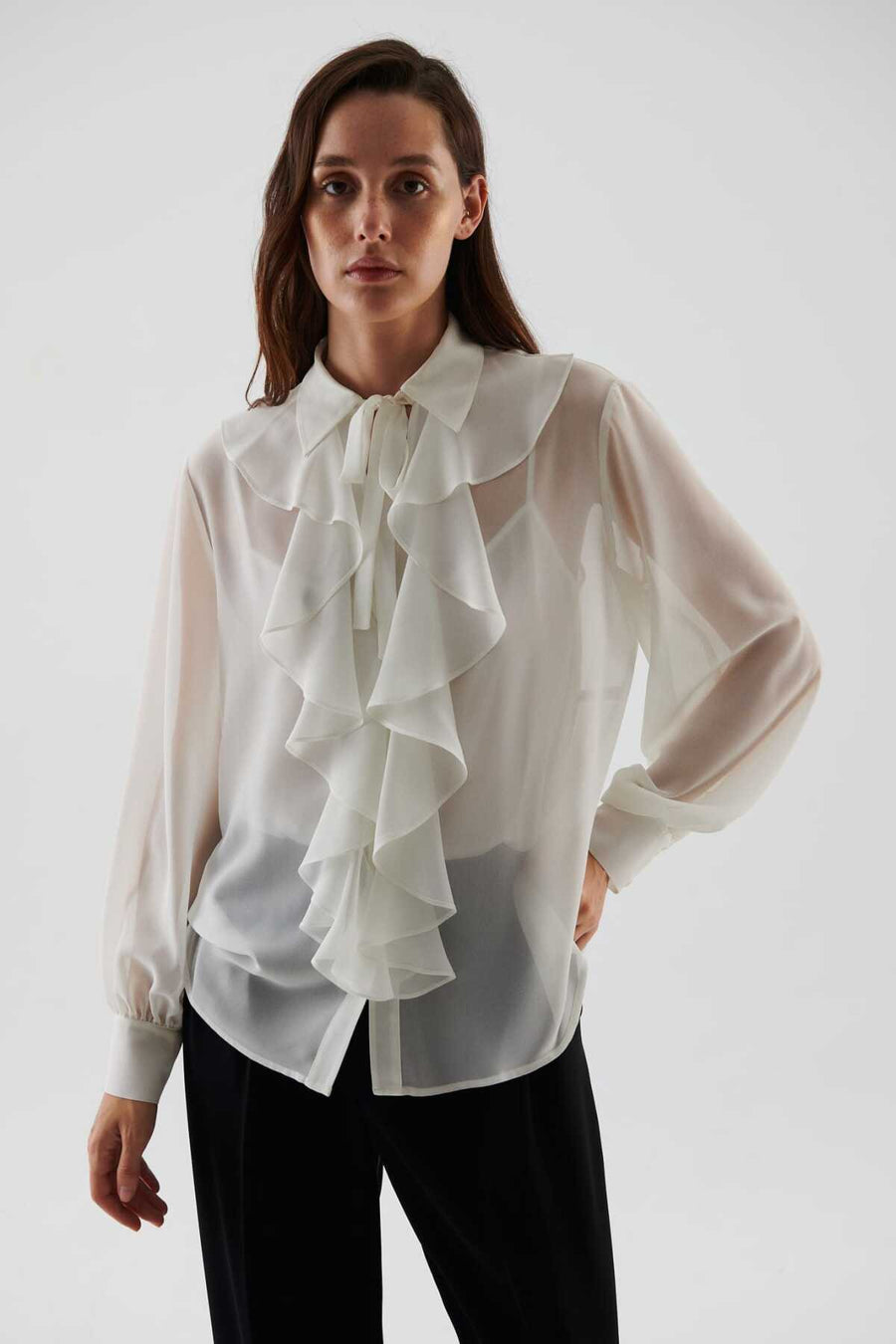 Ruffled Women's Shirt Bone  - Porterist 1