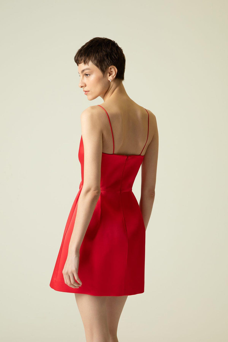 RUE Les Createurs Bow Detailed Red Mini Dress with Thin Straps - Porterist 3