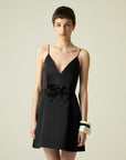 RUE Les Createurs Bow Detailed Black Mini Dress with Thin Straps - Porterist 2
