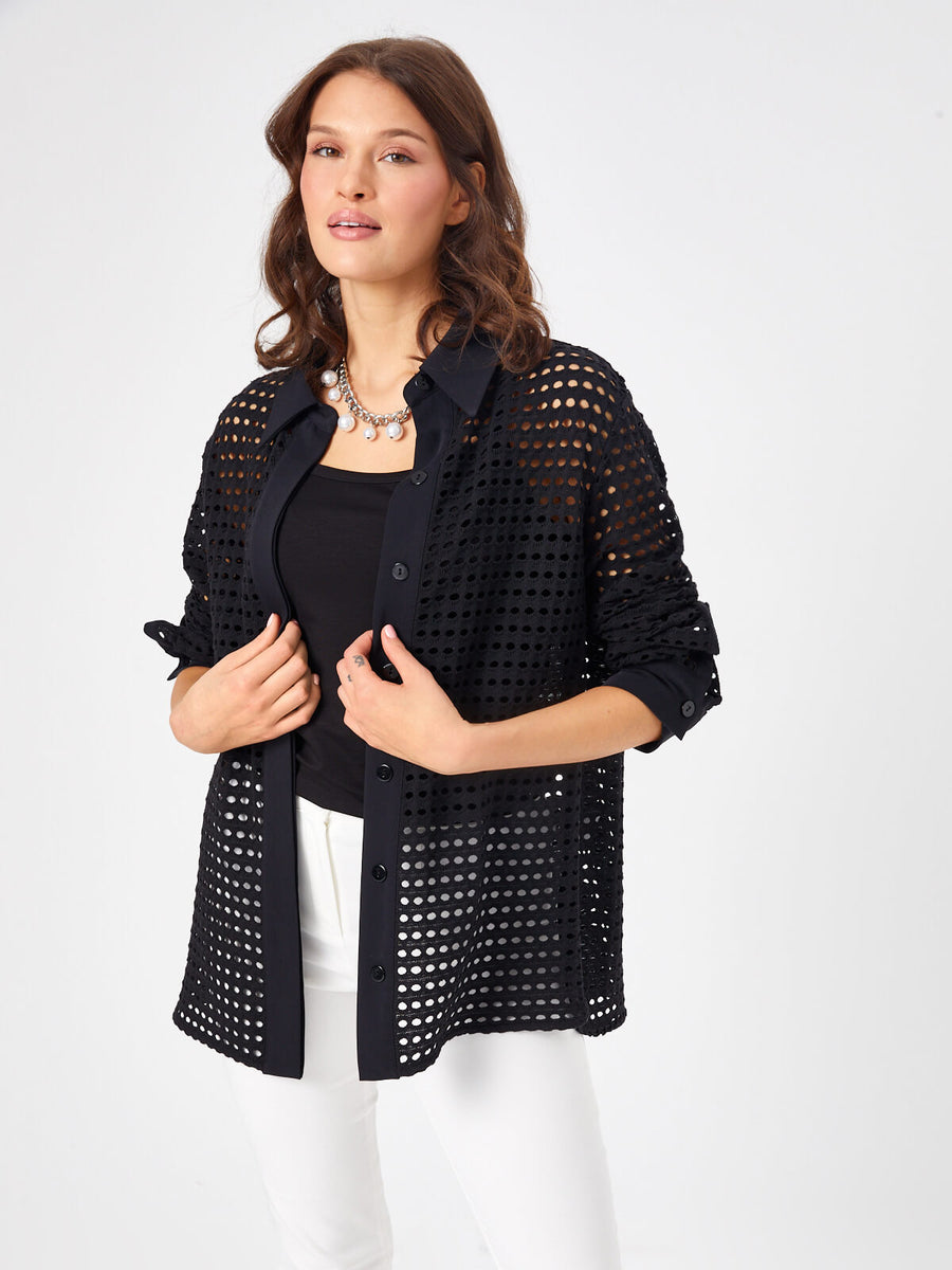 Black Hole Embroidery Knitted Tunic 68687 | Porterist