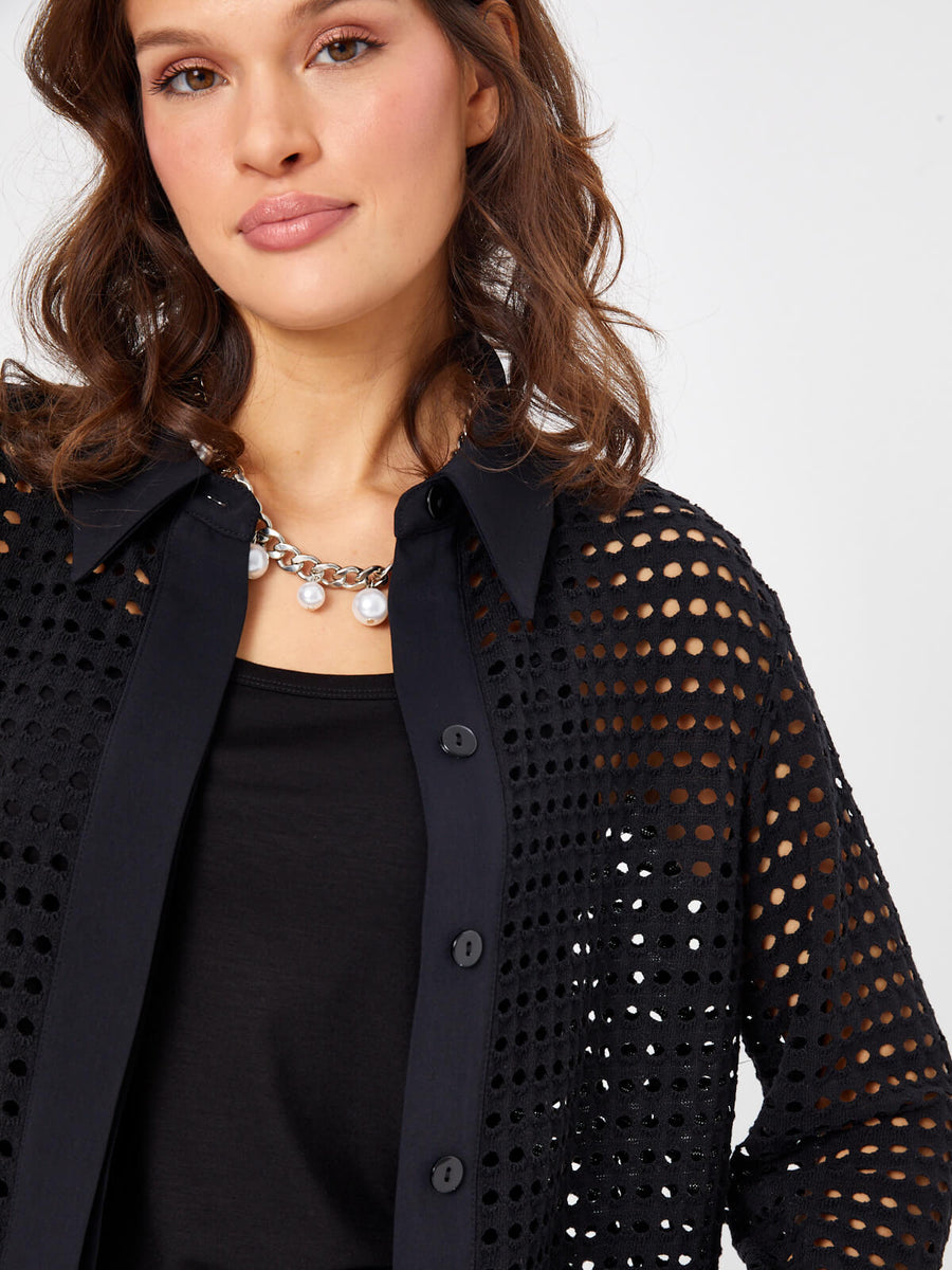 Black Hole Embroidery Knitted Tunic 68687 | Porterist