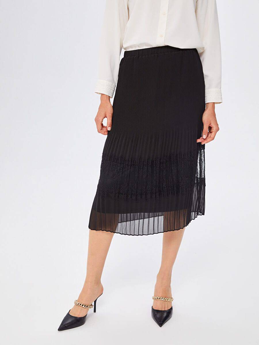 Black Pleated Skirt With Lace Fınal Item - Porterist 2