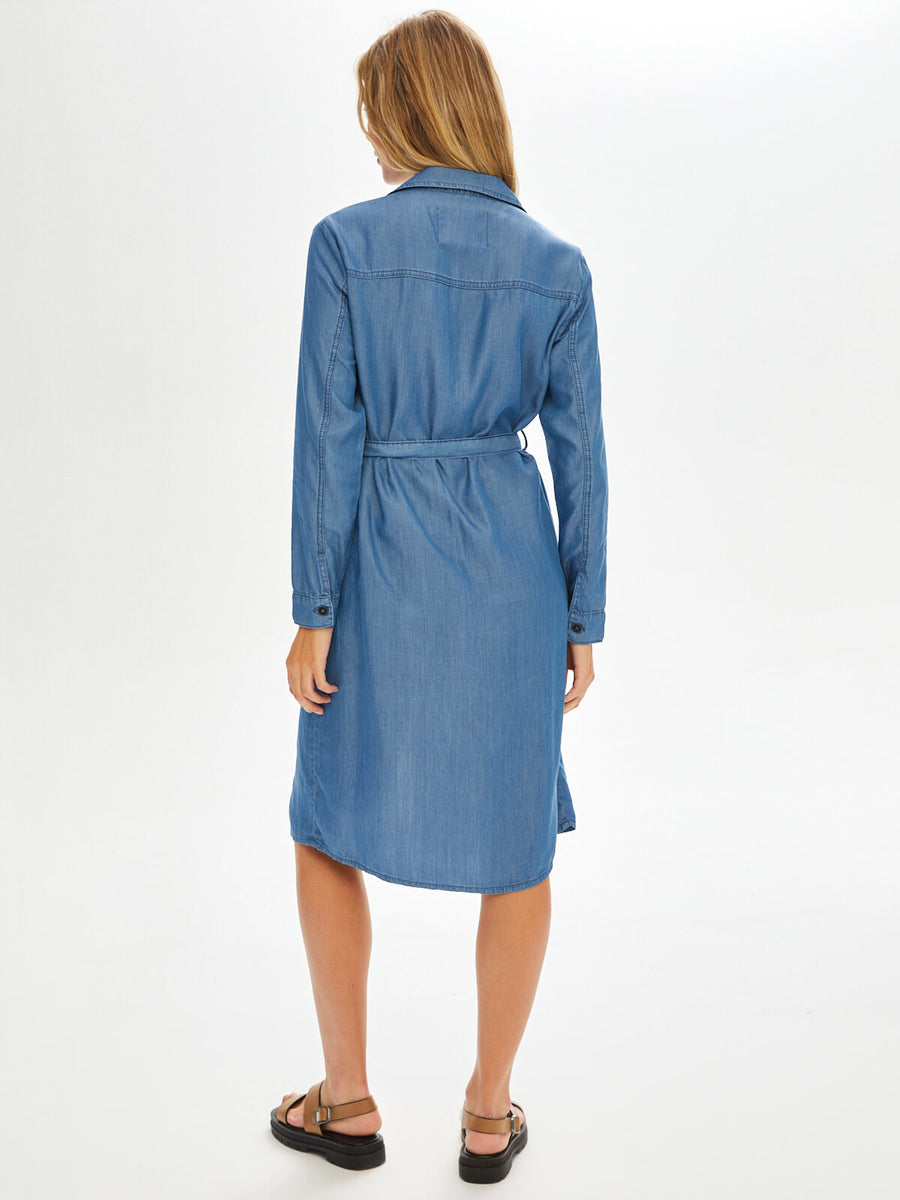Cargo Pocket Detailed Lyocell Shirt Jean Dress 68434 Porterist - 3