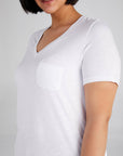 White V-neck Short Sleeve T-Shirt 00006